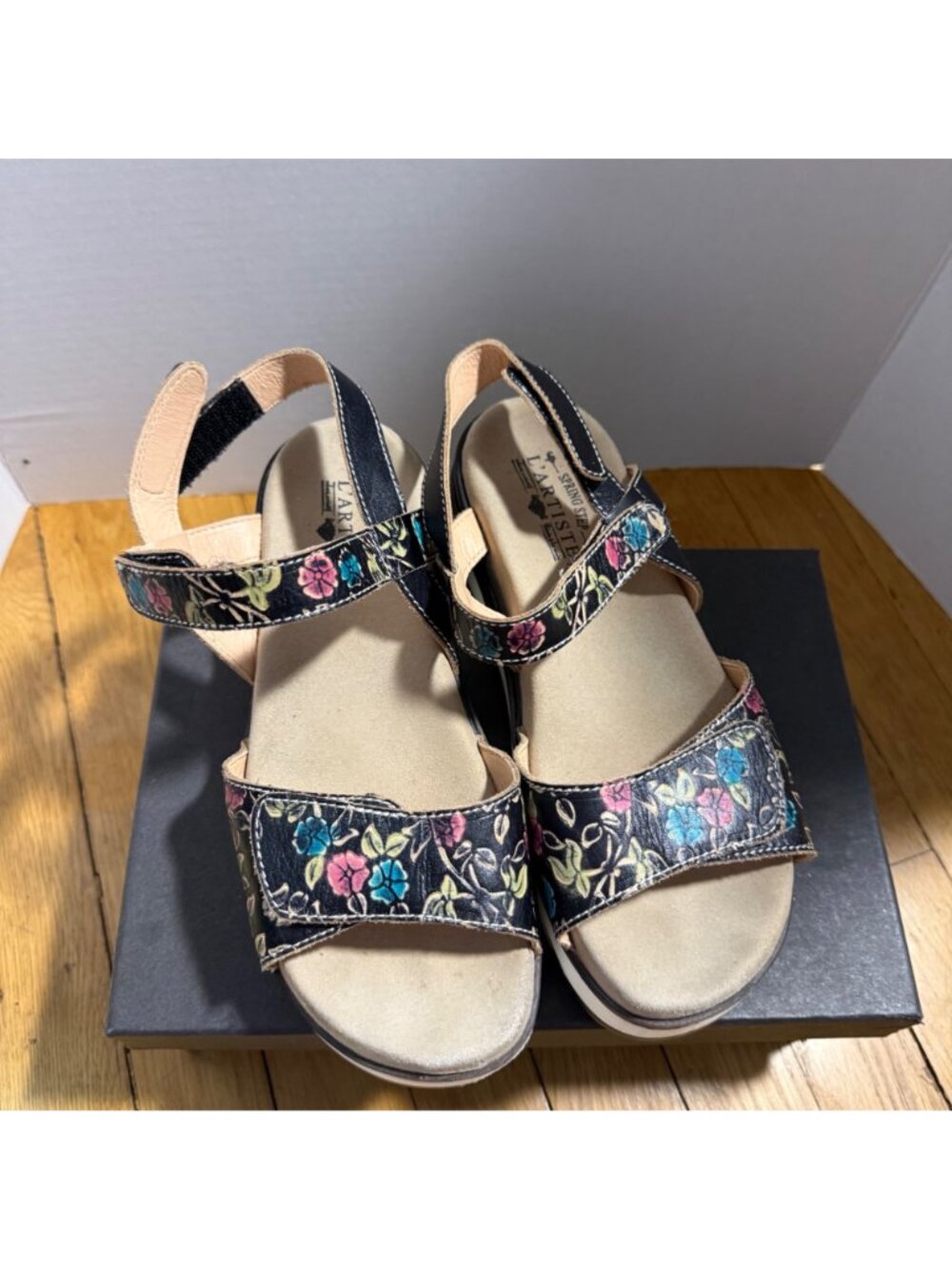 Spring Step L'Artiste Clara Womens Sandals EU38 Floral Leather Comfort Walking - Picture 3 of 16